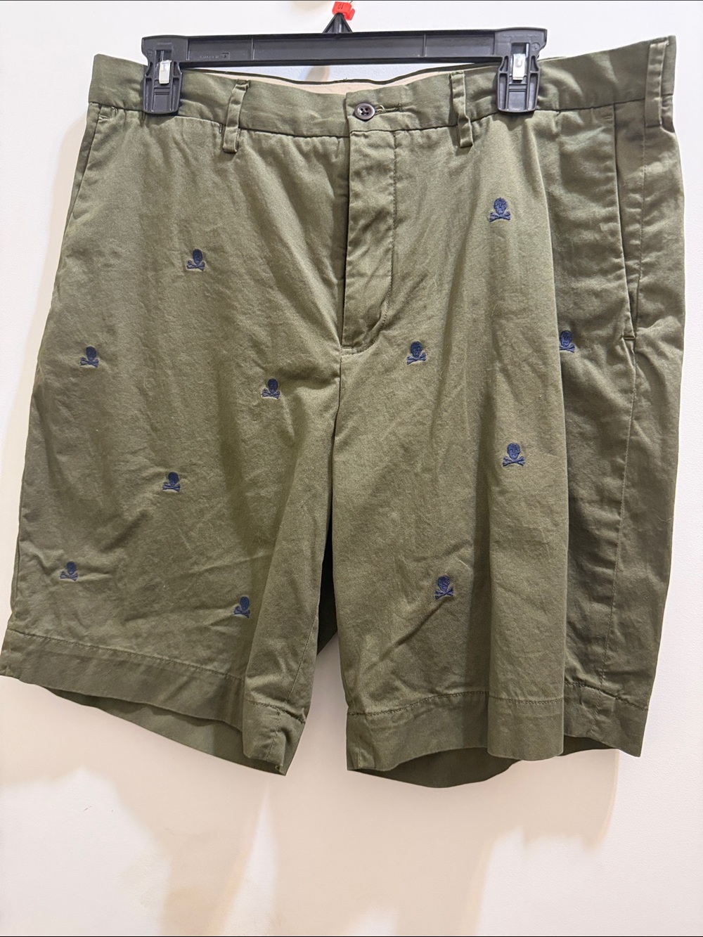 Polo by Ralph Lauren Olive Shorts with Navy Skull Embroidery